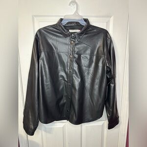 Boutique Women’s Faux Leather Jacket Black Size 2X Excellent Condition
